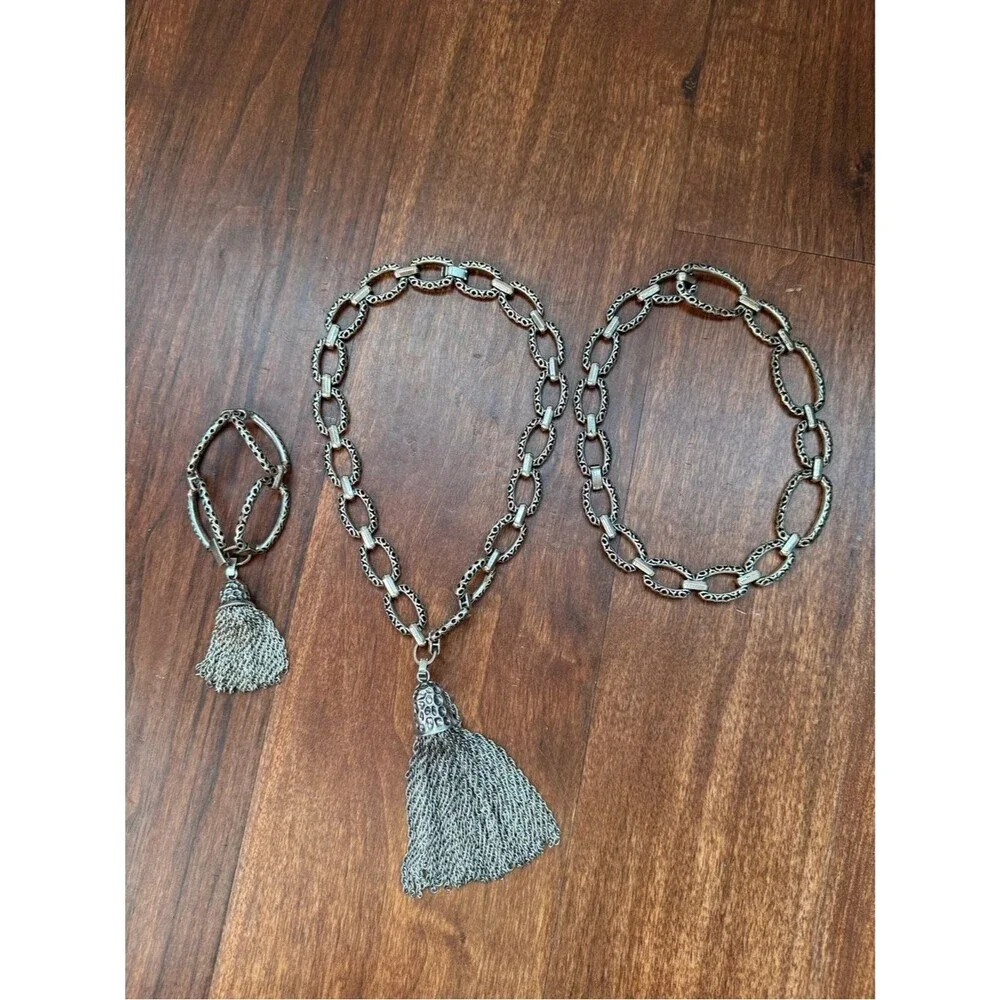 Kendra Scott Miller Tassel Necklace & Bracelet Set in Silver